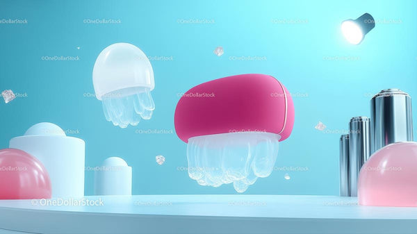 Futuristic Floating Jellyfish in Surreal Abstract Art
