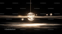 Futuristic Glowing Sphere with Golden Lines