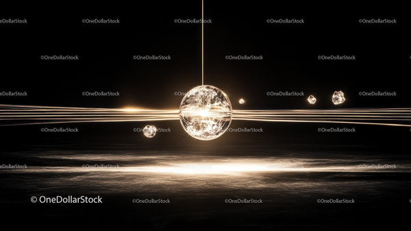 Futuristic Glowing Sphere with Golden Lines