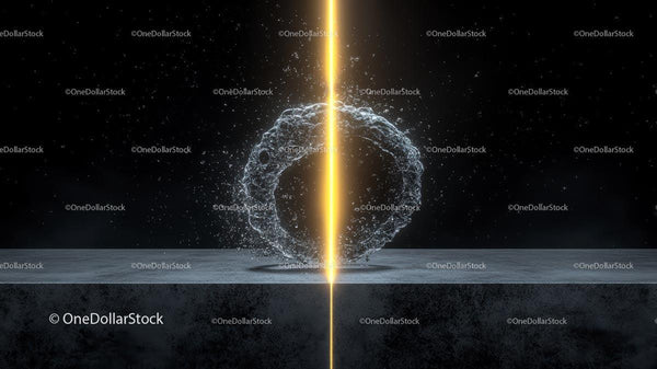 Futuristic Water Circle with Golden Light Beam
