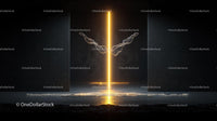 Glowing Vertical Beam of Light in Dark Abstract Setting