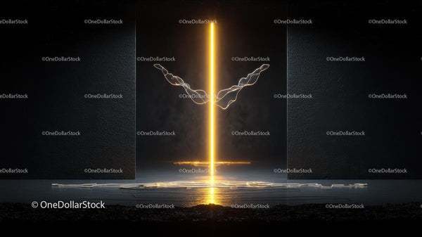 Glowing Vertical Beam of Light in Dark Abstract Setting