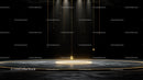 Minimalist Stage with Dramatic Lighting and Golden Accents
