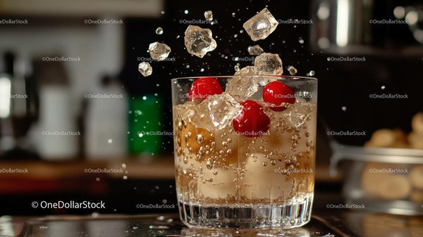 Refreshing Cocktail with Bouncing Ice Cubes