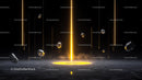 Futuristic Neon Energy Beam with Floating Elements