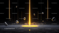Futuristic Neon Energy Beam with Floating Elements