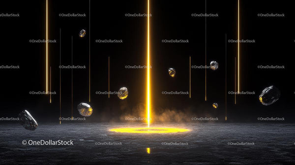 Futuristic Neon Energy Beam with Floating Elements