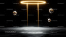 Futuristic Glowing Portal with Floating Spheres