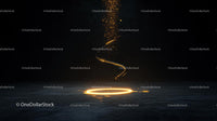 Mystical Golden Spiral Emanating from Glowing Circle