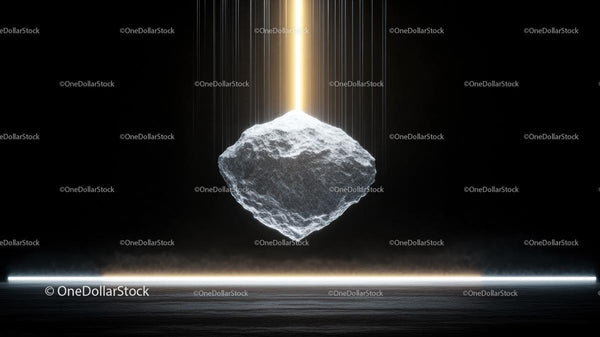 Floating Rock Illuminated by a Mystical Golden Light