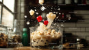 Explosive Dessert with Ice Cream and Cherries in Motion