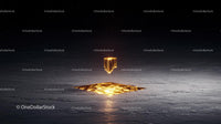 Futuristic Glowing Structure on Dark Landscape