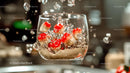 Floating Candy Mushrooms with Ice Cubes in Glass