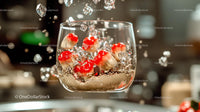 Floating Candy Mushrooms with Ice Cubes in Glass