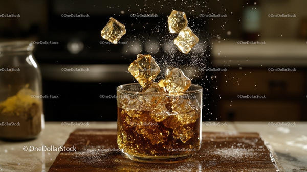 Refreshing Whiskey with Splashed Ice Cubes