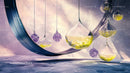 Hanging Glass Spheres with Yellow and Purple Crystals