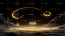 Futuristic Landscape with Glowing Abstract Rings