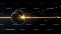 Asteroid Passing Through Space with Glowing Light Trail