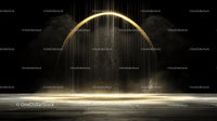 Elegant Golden Arch with Shimmering Particles and Light