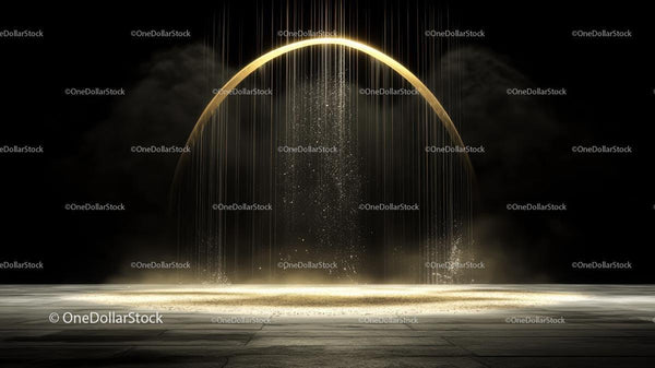 Elegant Golden Arch with Shimmering Particles and Light