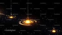 Golden Droplets Creating Ripple Effects on Dark Background