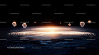 Futuristic Sci-Fi Scene with Glowing Orbs and Ripples