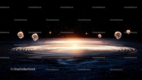 Futuristic Sci-Fi Scene with Glowing Orbs and Ripples
