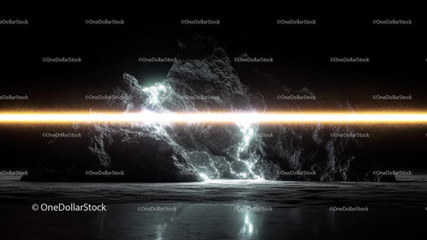 Futuristic Mountain with Glowing Horizontal Line