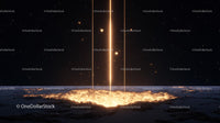 Glowing Energy Beam Against Starry Night Sky