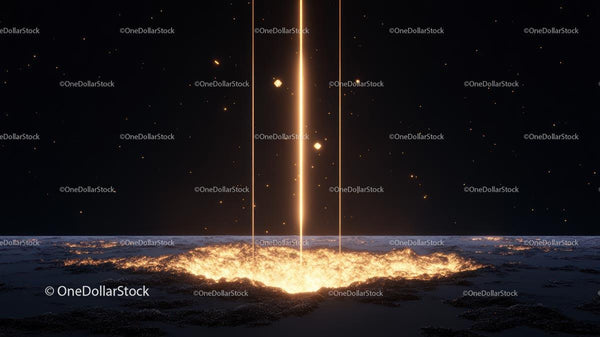 Glowing Energy Beam Against Starry Night Sky