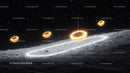 Glowing Rings Suspended in Cosmic Night Sky