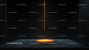 Futuristic Glowing Line with Fiery Texture in Dark Room