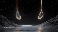 Futuristic Starry Night with Glowing Forms