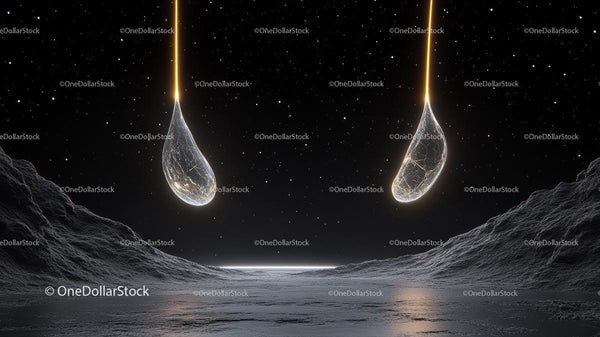 Futuristic Starry Night with Glowing Forms