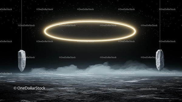 Ethereal Futuristic Landscape with Glowing Halo