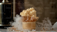 Dynamic Coffee Explosion with Ice Cubes and Foam