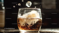 Refreshing Glass of Ice-Cold Fizzy Beverage