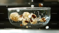 Almonds Floating in Water with Bubbles