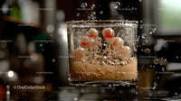 Refreshing Fizzy Drink with Cherries Splashing