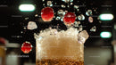 Ice Cold Beer With Splashing Berries and Ice Cubes