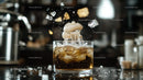Refreshing Cola Splash with Ice Cubes in Motion
