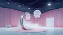 Surreal Jellyfish Installation in Pink Art Gallery