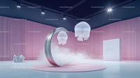 Surreal Jellyfish Installation in Pink Art Gallery