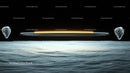 Futuristic Landscape with Glowing Light Trail across Horizon