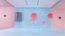 Abstract Pink Jellyfish in Modern Minimalist Gallery