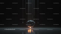 Futuristic Meteor Hanging in Dark Minimalist Space