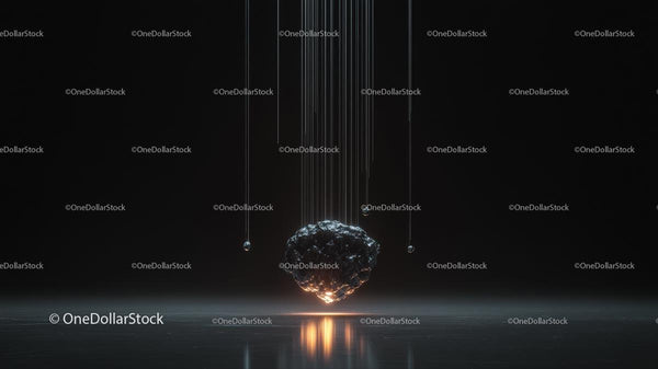 Futuristic Meteor Hanging in Dark Minimalist Space