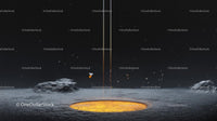 Mysterious Cosmic Landscape with Glowing Crater