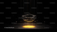 Levitating Gold Object with Glowing Energy
