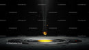 Golden Drop Descends into Rippling Liquid Surface
